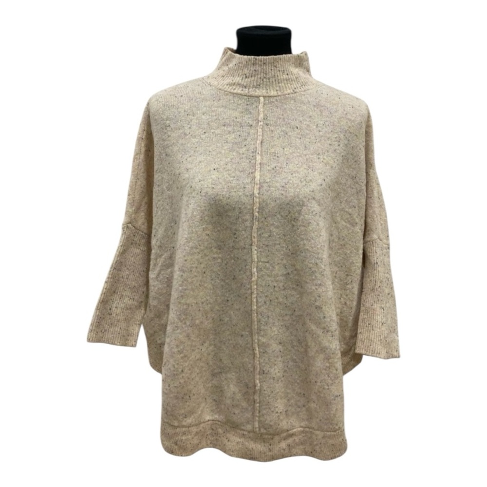 LOFT Cream Cowl Neck Sweater with Textured Knit